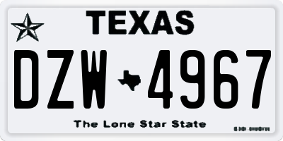TX license plate DZW4967