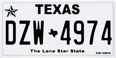 TX license plate DZW4974
