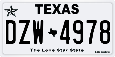 TX license plate DZW4978
