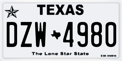 TX license plate DZW4980