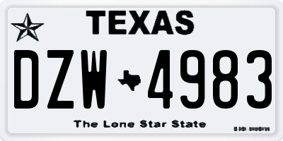TX license plate DZW4983