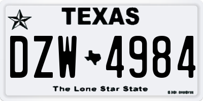 TX license plate DZW4984