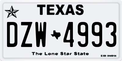 TX license plate DZW4993