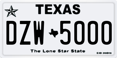 TX license plate DZW5000
