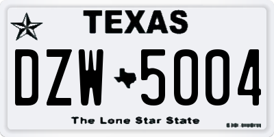 TX license plate DZW5004