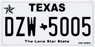TX license plate DZW5005