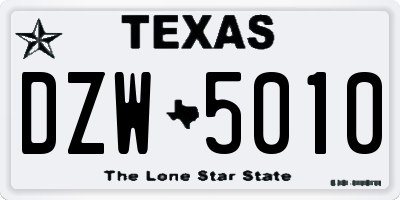TX license plate DZW5010