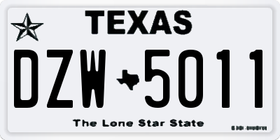 TX license plate DZW5011