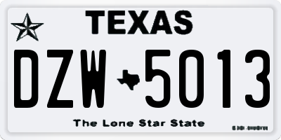 TX license plate DZW5013