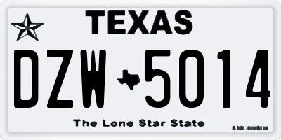 TX license plate DZW5014