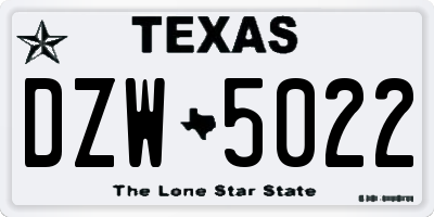 TX license plate DZW5022