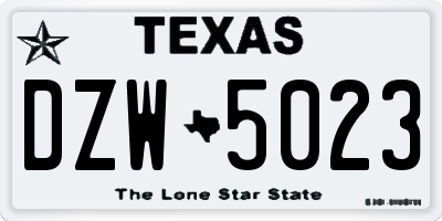 TX license plate DZW5023