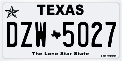 TX license plate DZW5027