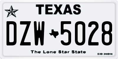 TX license plate DZW5028