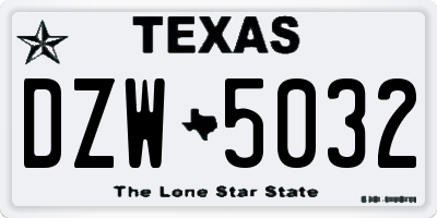 TX license plate DZW5032