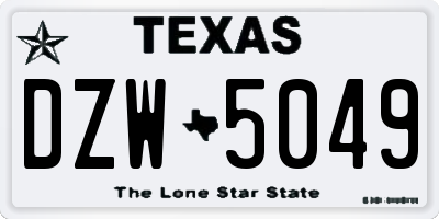 TX license plate DZW5049