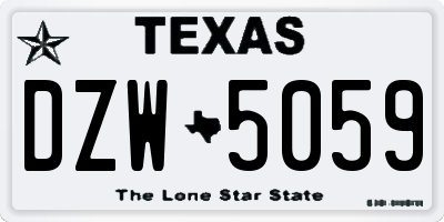 TX license plate DZW5059