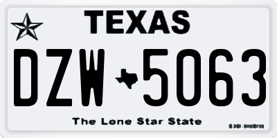 TX license plate DZW5063