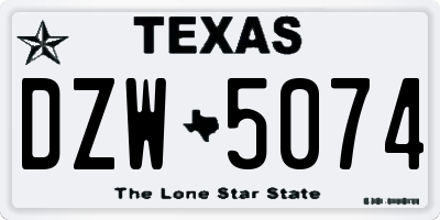 TX license plate DZW5074