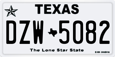 TX license plate DZW5082