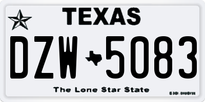 TX license plate DZW5083