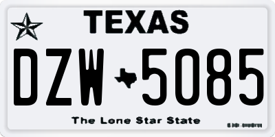 TX license plate DZW5085