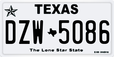 TX license plate DZW5086