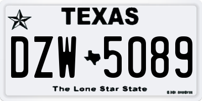 TX license plate DZW5089