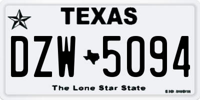 TX license plate DZW5094