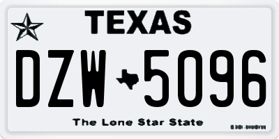 TX license plate DZW5096