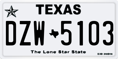 TX license plate DZW5103