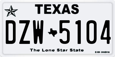 TX license plate DZW5104