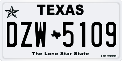 TX license plate DZW5109