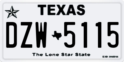 TX license plate DZW5115