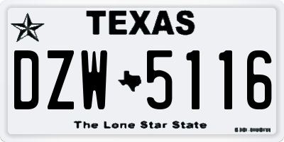 TX license plate DZW5116