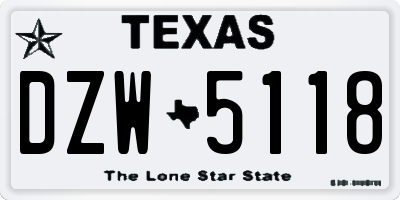 TX license plate DZW5118