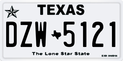 TX license plate DZW5121