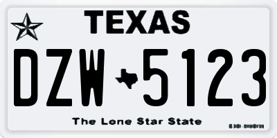 TX license plate DZW5123