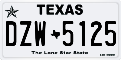 TX license plate DZW5125