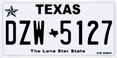 TX license plate DZW5127