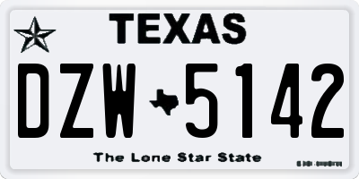 TX license plate DZW5142