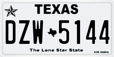 TX license plate DZW5144