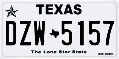 TX license plate DZW5157