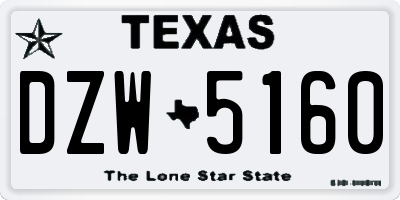 TX license plate DZW5160