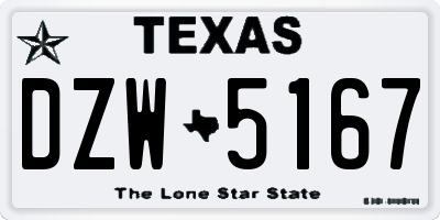 TX license plate DZW5167