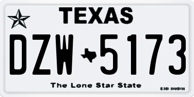 TX license plate DZW5173