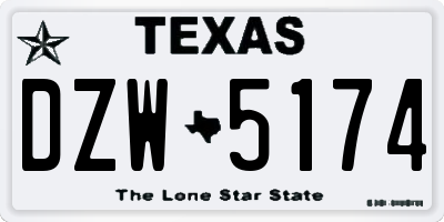 TX license plate DZW5174
