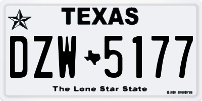 TX license plate DZW5177