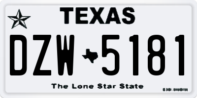 TX license plate DZW5181