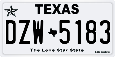 TX license plate DZW5183
